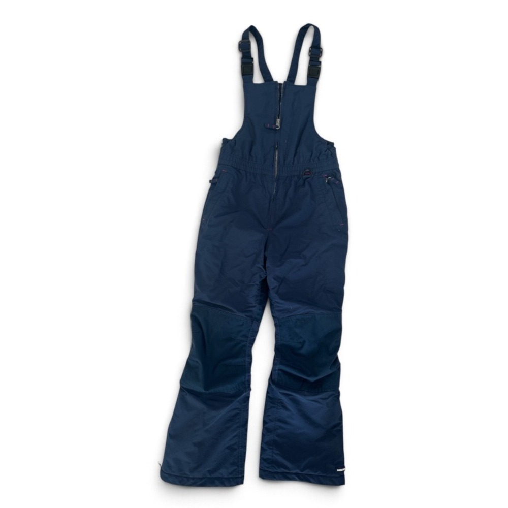 Lands End Kids Navy Blue Iron Knee Snow Bibs Insulated Overalls Size 10